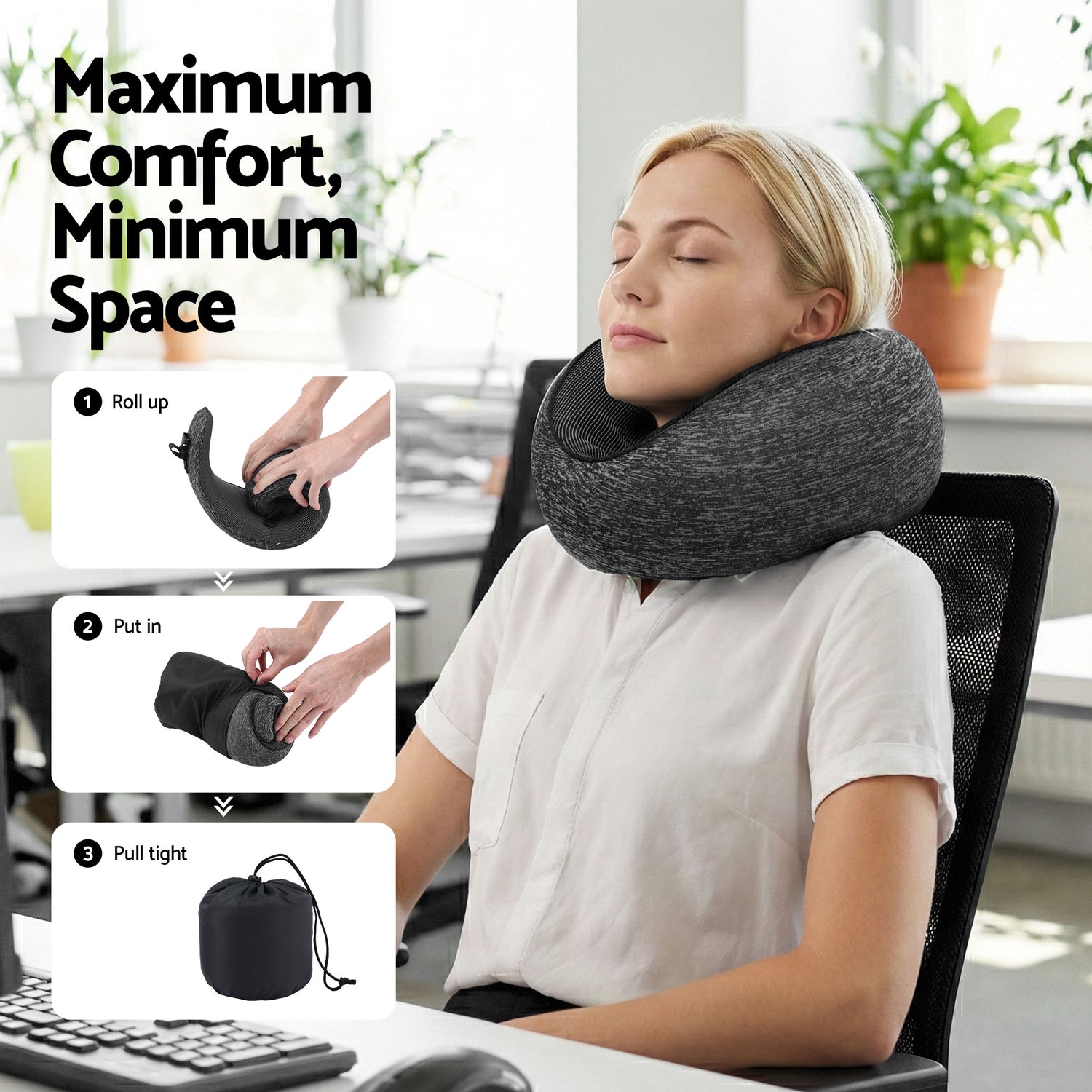 Wanderlite Travel Pillows for Airplanes Ergonomic Memory Foam Neck Pillow, Breathable &amp; Washable Cover, Travel Bag Included, Airplane Pillow for Airplane, Car, Office and Home, Dark Grey-Home &amp; Garden > Bedding > Pillows-PEROZ Accessories