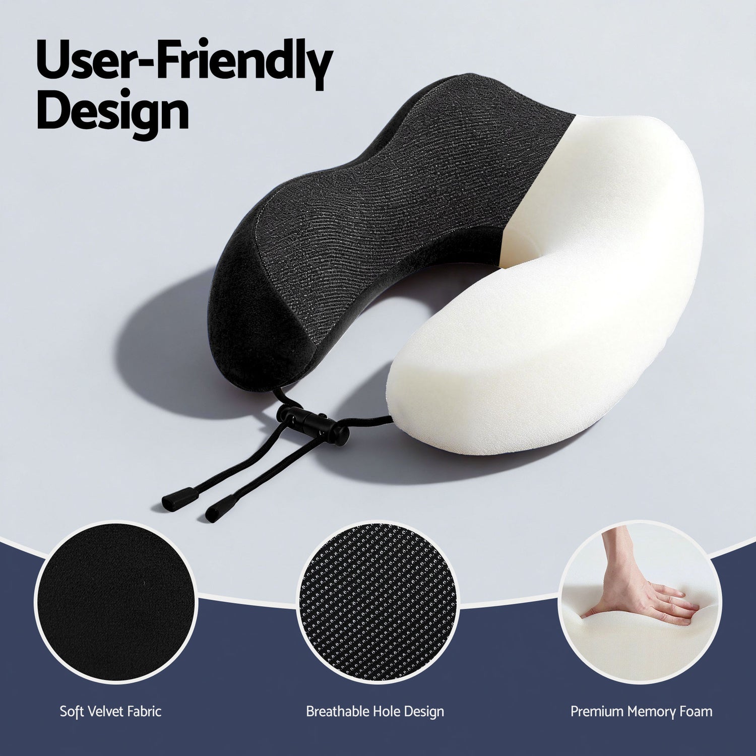 Wanderlite Travel Pillow for Airplanes Memory Foam Neck Pillows for Traveling, Soft &amp; Washable Cover with Storage Bag, Portable Plane Accessories for Airplanes Offices Cars, Black-Home &amp; Garden > Bedding > Pillows-PEROZ Accessories