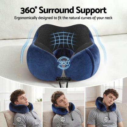 Wanderlite Travel Pillow for Airplanes Memory Foam Neck Pillows for Traveling, Soft &amp; Washable Cover with Storage Bag, Portable Plane Accessories for Airplanes Offices Cars, Blue-Home &amp; Garden > Bedding > Pillows-PEROZ Accessories
