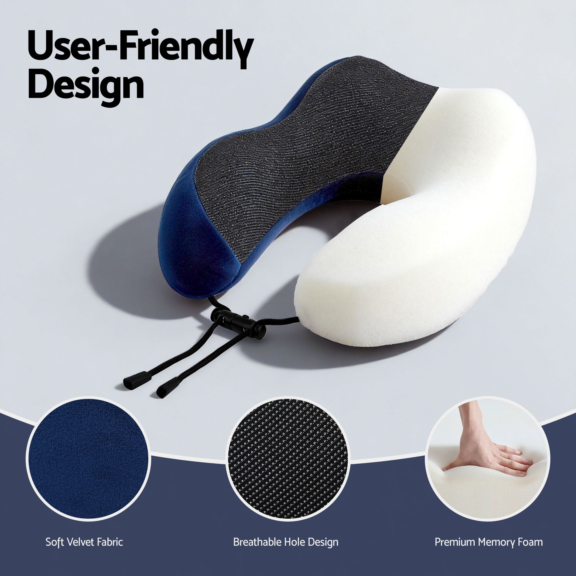 Wanderlite Travel Pillow for Airplanes Memory Foam Neck Pillows for Traveling, Soft &amp; Washable Cover with Storage Bag, Portable Plane Accessories for Airplanes Offices Cars, Blue-Home &amp; Garden > Bedding > Pillows-PEROZ Accessories