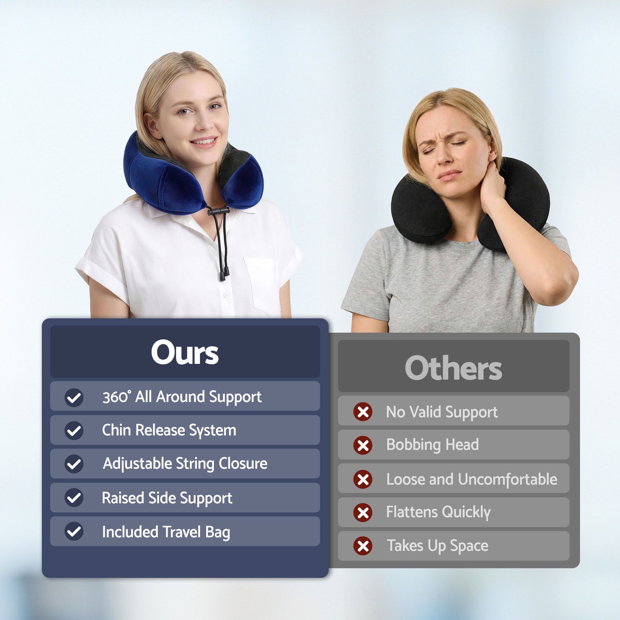 Wanderlite Travel Pillow for Airplanes Memory Foam Neck Pillows for Traveling, Soft &amp; Washable Cover with Storage Bag, Portable Plane Accessories for Airplanes Offices Cars, Blue-Home &amp; Garden > Bedding > Pillows-PEROZ Accessories