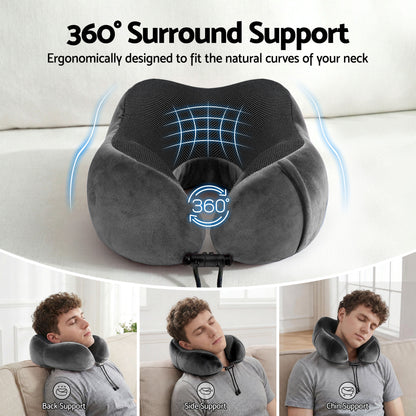 Wanderlite Travel Pillow for Airplanes Memory Foam Neck Pillows for Traveling, Soft &amp; Washable Cover with Storage Bag, Portable Plane Accessories for Airplanes Offices Cars, Grey-Home &amp; Garden > Bedding > Pillows-PEROZ Accessories