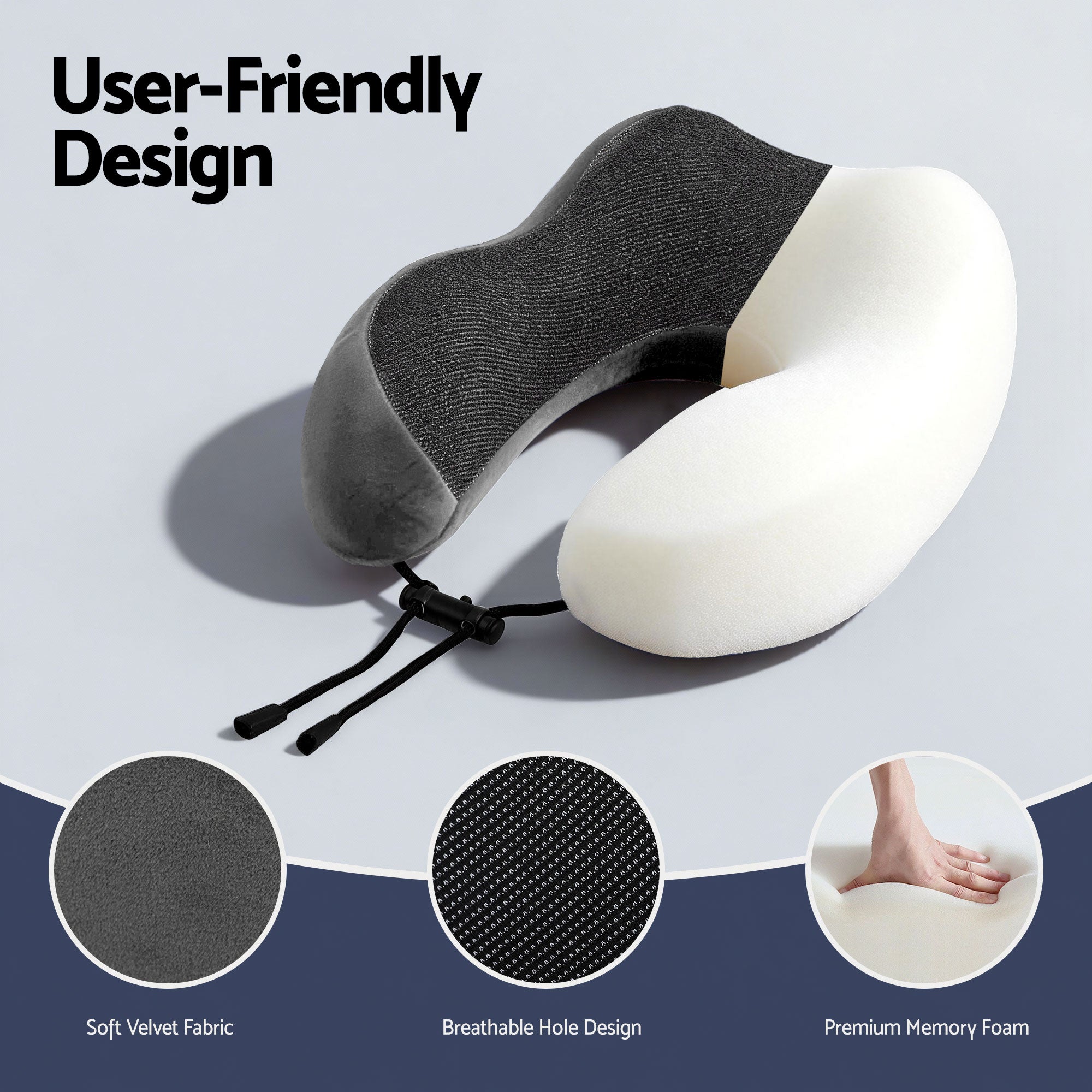Wanderlite Travel Pillow for Airplanes Memory Foam Neck Pillows for Traveling, Soft &amp; Washable Cover with Storage Bag, Portable Plane Accessories for Airplanes Offices Cars, Grey-Home &amp; Garden > Bedding > Pillows-PEROZ Accessories