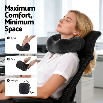 Wanderlite Travel Pillow for Airplanes Memory Foam Neck Pillows for Traveling, Soft &amp; Washable Cover with Storage Bag, Portable Plane Accessories for Airplanes Offices Cars, Grey-Home &amp; Garden > Bedding > Pillows-PEROZ Accessories