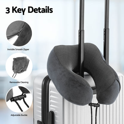 Wanderlite Travel Pillow for Airplanes Memory Foam Neck Pillows for Traveling, Soft &amp; Washable Cover with Storage Bag, Portable Plane Accessories for Airplanes Offices Cars, Grey-Home &amp; Garden > Bedding > Pillows-PEROZ Accessories