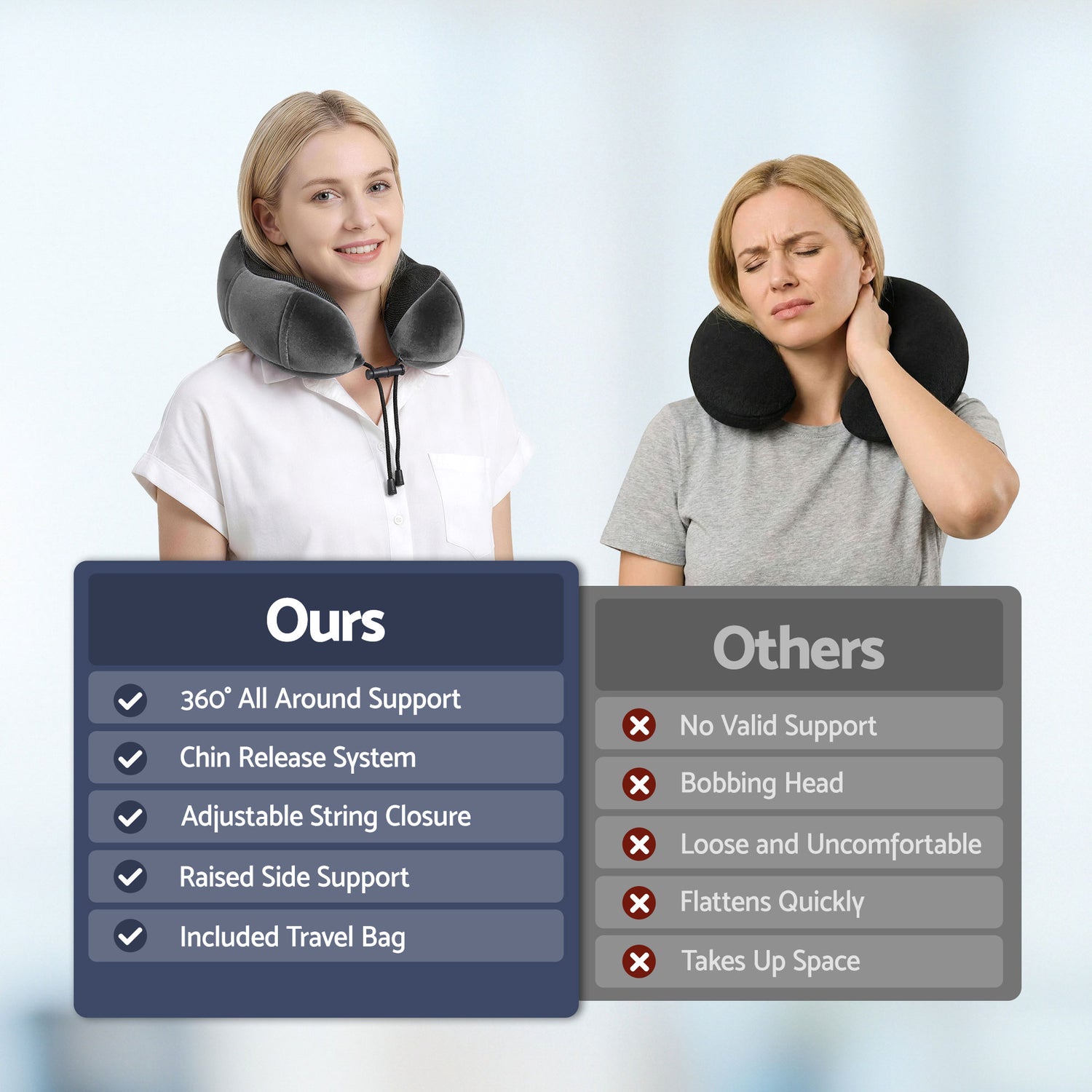 Wanderlite Travel Pillow for Airplanes Memory Foam Neck Pillows for Traveling, Soft &amp; Washable Cover with Storage Bag, Portable Plane Accessories for Airplanes Offices Cars, Grey-Home &amp; Garden > Bedding > Pillows-PEROZ Accessories