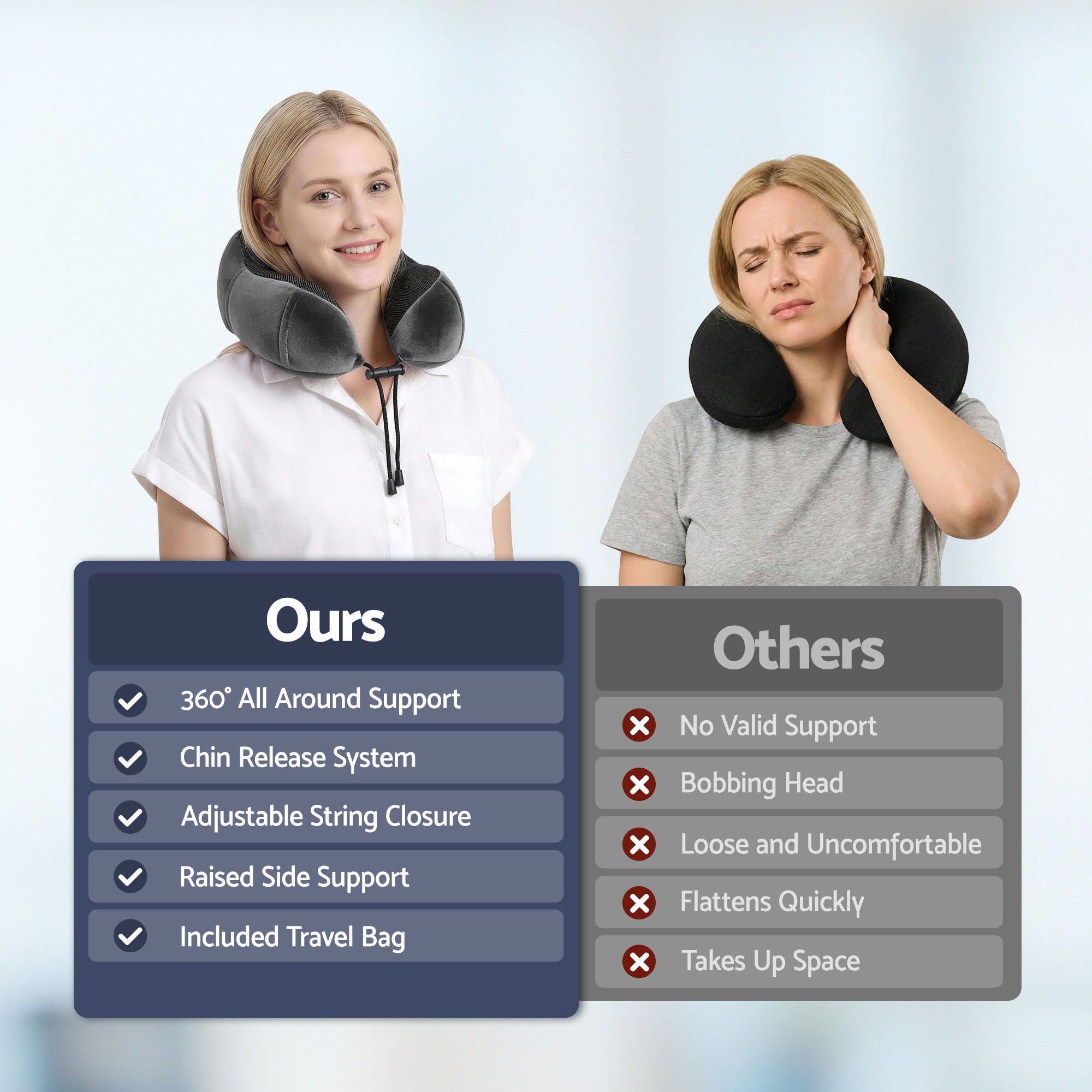 Wanderlite Travel Pillow for Airplanes Memory Foam Neck Pillows for Traveling, Soft &amp; Washable Cover with Storage Bag, Portable Plane Accessories for Airplanes Offices Cars, Grey-Home &amp; Garden > Bedding > Pillows-PEROZ Accessories