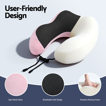 Wanderlite Travel Pillow for Airplanes Memory Foam Neck Pillows for Traveling, Soft &amp; Washable Cover with Storage Bag, Portable Plane Accessories for Airplanes Offices Cars, Pink-Home &amp; Garden > Bedding > Pillows-PEROZ Accessories