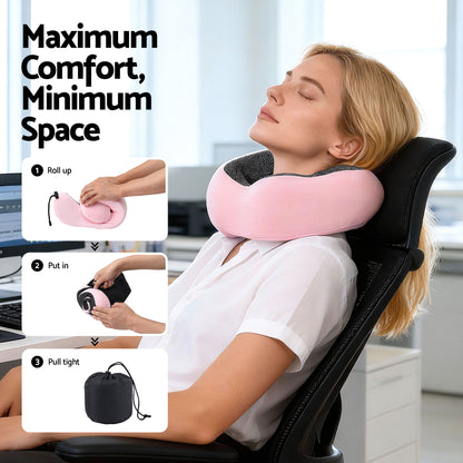 Wanderlite Travel Pillow for Airplanes Memory Foam Neck Pillows for Traveling, Soft &amp; Washable Cover with Storage Bag, Portable Plane Accessories for Airplanes Offices Cars, Pink-Home &amp; Garden > Bedding > Pillows-PEROZ Accessories