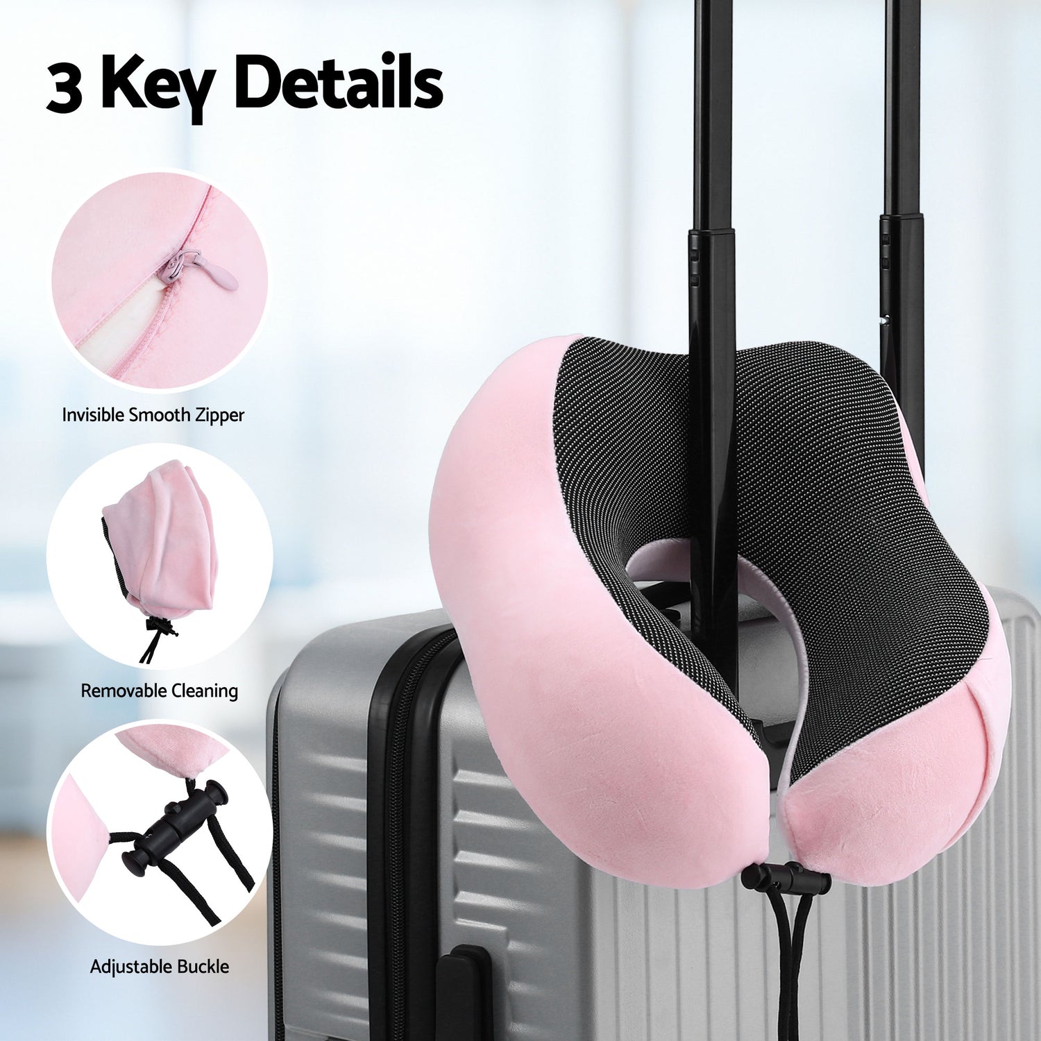 Wanderlite Travel Pillow for Airplanes Memory Foam Neck Pillows for Traveling, Soft &amp; Washable Cover with Storage Bag, Portable Plane Accessories for Airplanes Offices Cars, Pink-Home &amp; Garden > Bedding > Pillows-PEROZ Accessories
