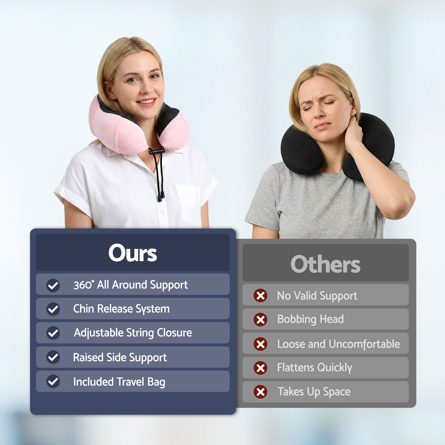 Wanderlite Travel Pillow for Airplanes Memory Foam Neck Pillows for Traveling, Soft &amp; Washable Cover with Storage Bag, Portable Plane Accessories for Airplanes Offices Cars, Pink-Home &amp; Garden > Bedding > Pillows-PEROZ Accessories