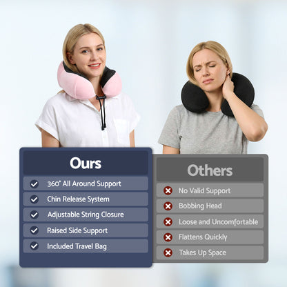 Wanderlite Travel Pillow for Airplanes Memory Foam Neck Pillows for Traveling, Soft &amp; Washable Cover with Storage Bag, Portable Plane Accessories for Airplanes Offices Cars, Pink-Home &amp; Garden > Bedding > Pillows-PEROZ Accessories