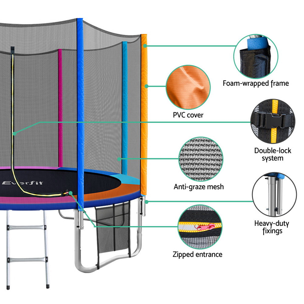 Everfit 10FT Trampoline for Kids w/ Ladder Enclosure Safety Net Pad Gift Round-Sports &amp; Fitness &gt; Trampolines &gt; Trampolines &amp; Accessories-PEROZ Accessories