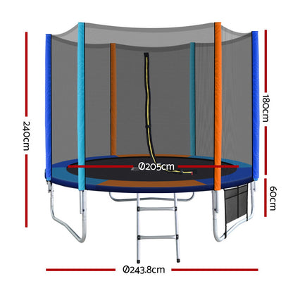Everfit 8FT Trampoline for Kids w/ Ladder Enclosure Safety Net Pad Gift Round-Sports &amp; Fitness &gt; Trampolines &gt; Trampolines &amp; Accessories-PEROZ Accessories