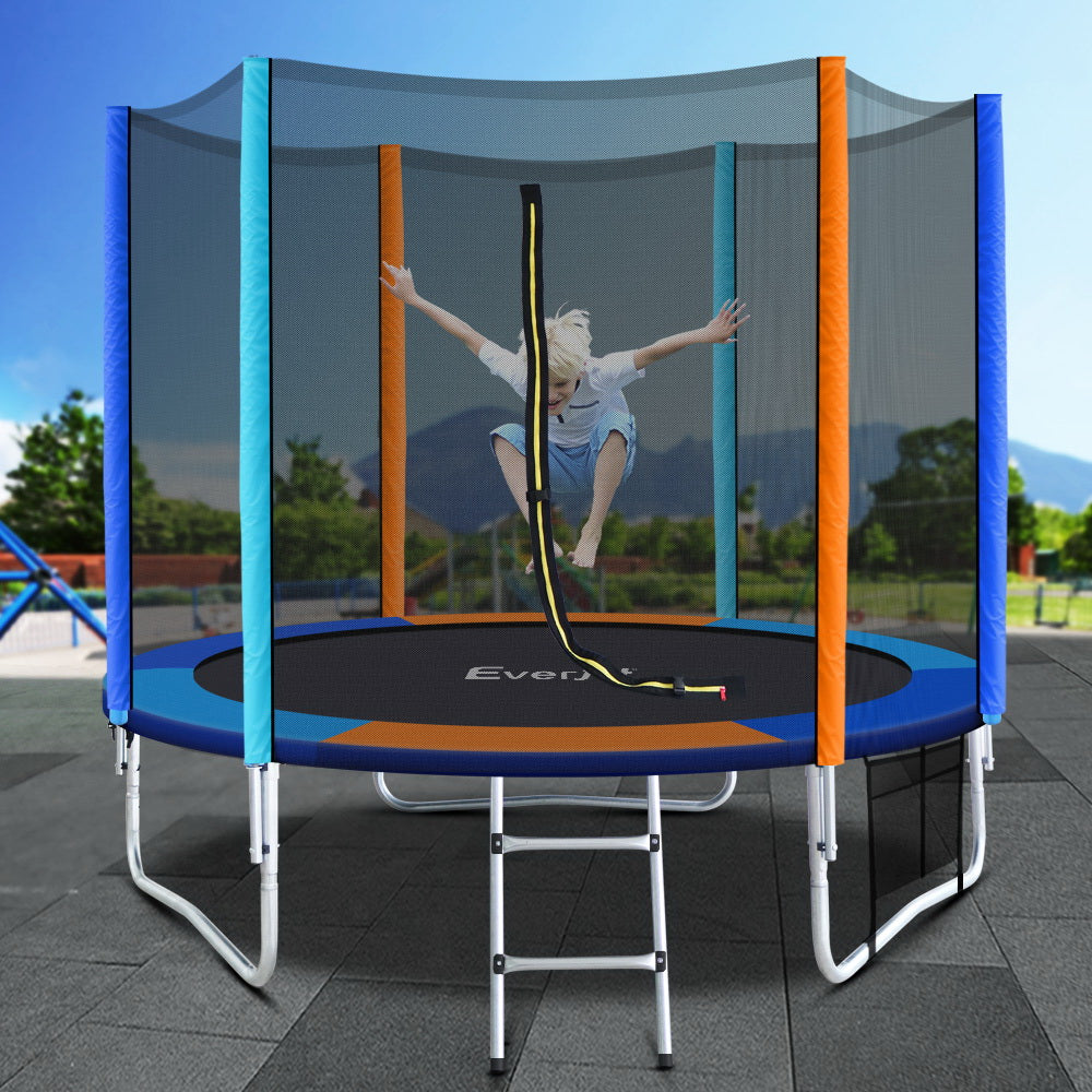 Everfit 8FT Trampoline for Kids w/ Ladder Enclosure Safety Net Pad Gift Round-Sports &amp; Fitness &gt; Trampolines &gt; Trampolines &amp; Accessories-PEROZ Accessories