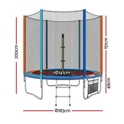 Everfit 6FT Kids Trampoline Rebounder with Enclosure Net Storage Bag-Sports &amp; Fitness > Trampolines > Trampolines &amp; Accessories-PEROZ Accessories
