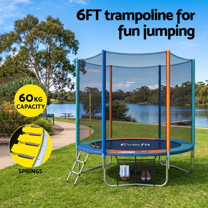 Everfit 6FT Kids Trampoline Rebounder with Enclosure Net Storage Bag-Sports &amp; Fitness > Trampolines > Trampolines &amp; Accessories-PEROZ Accessories