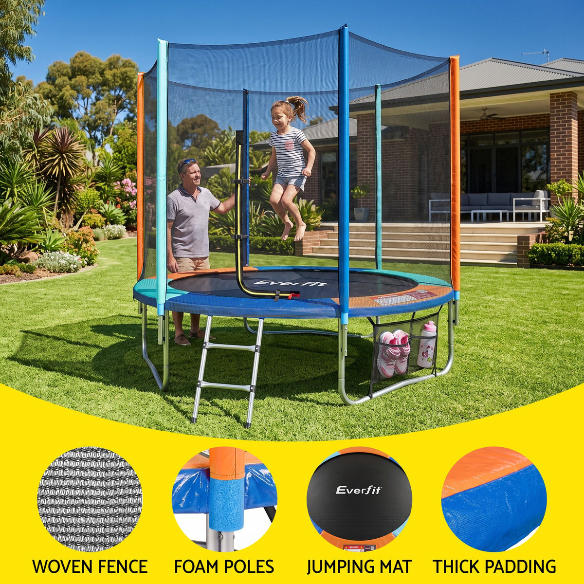 Everfit 6FT Kids Trampoline Rebounder with Enclosure Net Storage Bag-Sports &amp; Fitness > Trampolines > Trampolines &amp; Accessories-PEROZ Accessories