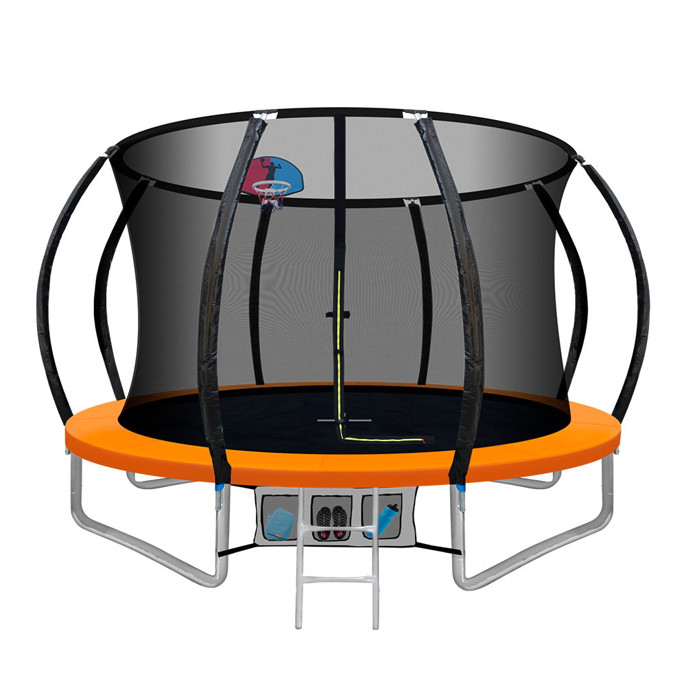 Everfit 10FT Trampoline for Kids w/ Ladder Enclosure Safety Net Rebounder Orange-Sports &amp; Fitness > Trampolines-PEROZ Accessories