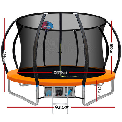 Everfit 10FT Trampoline for Kids w/ Ladder Enclosure Safety Net Rebounder Orange-Sports &amp; Fitness > Trampolines-PEROZ Accessories