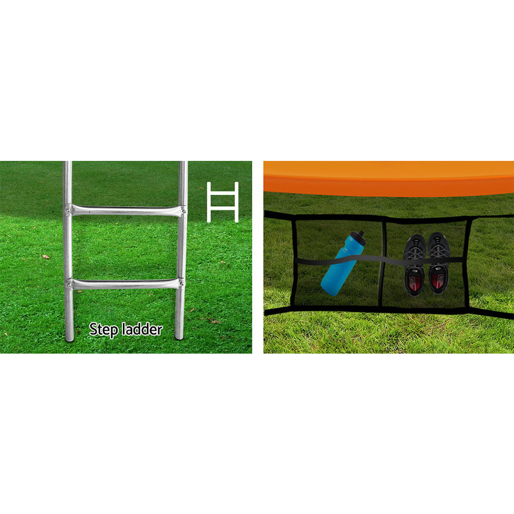 Everfit 12FT Trampoline for Kids w/ Ladder Trampoline Enclosure Safety Net Rebounder Orange-Sports &amp; Fitness > Trampolines-PEROZ Accessories