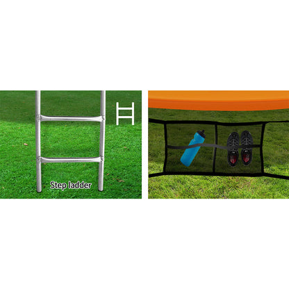 Everfit 12FT Trampoline for Kids w/ Ladder Trampoline Enclosure Safety Net Rebounder Orange-Sports &amp; Fitness > Trampolines-PEROZ Accessories