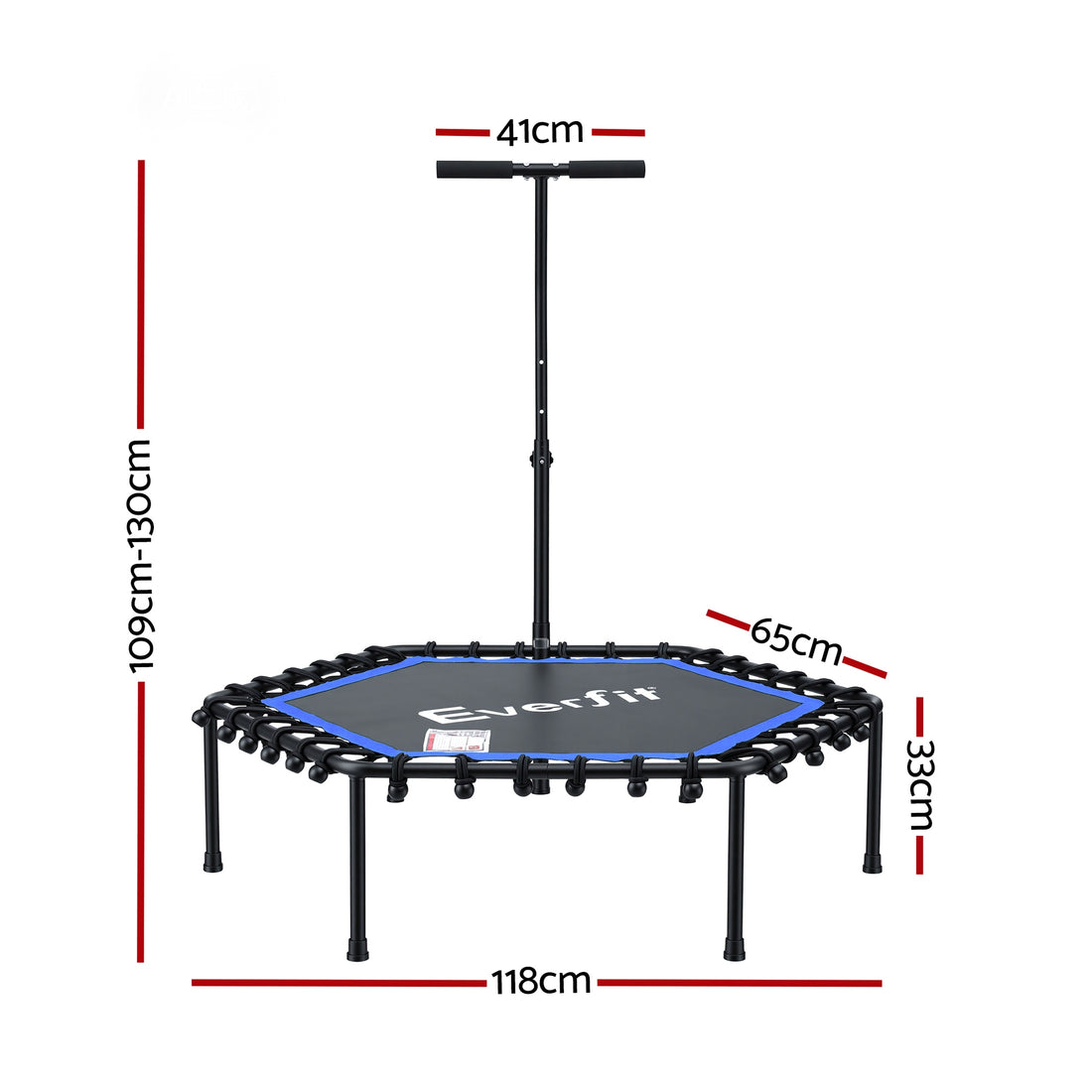 Everfit 48inch Hexagon Fitness Trampoline Rebounder Adjustable Handrail Blue-Sports &amp; Fitness > Trampolines > Trampolines &amp; Accessories-PEROZ Accessories