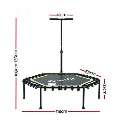 Everfit 48inch Hexagon Fitness Trampoline Rebounder Adjustable Handrail Green-Sports &amp; Fitness > Trampolines > Trampolines &amp; Accessories-PEROZ Accessories