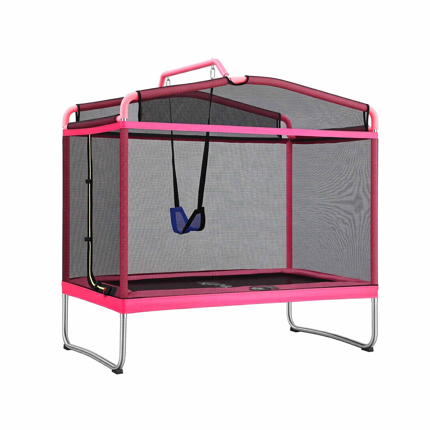 Everfit 3-in-1 Kids Rectangle 6FT Trampoline Rebounder with Swing Belt Pink