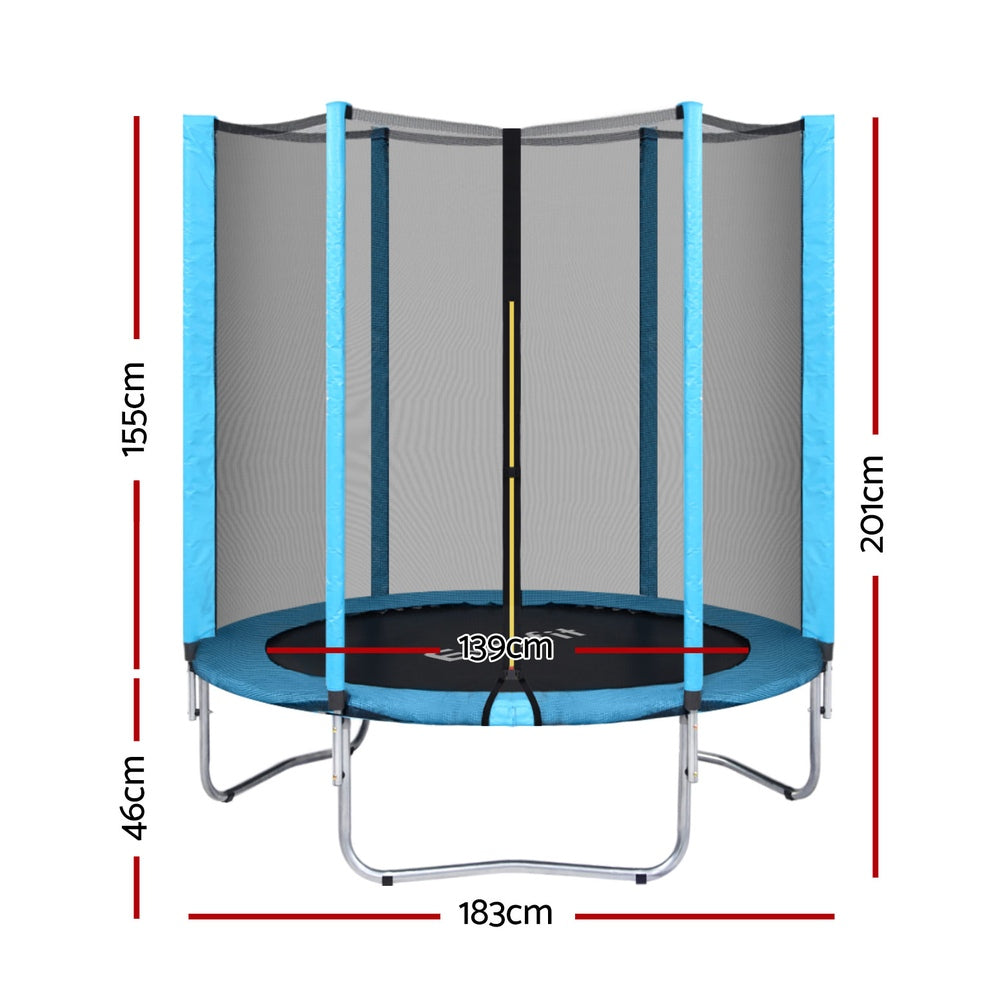 Everfit Trampoline 6FT Kids Trampolines Safety Net Pad Round Blue-Sports &amp; Fitness &gt; Trampolines &gt; Trampolines &amp; Accessories-PEROZ Accessories