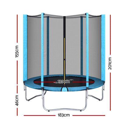Everfit Trampoline 6FT Kids Trampolines Safety Net Pad Round Blue-Sports &amp; Fitness &gt; Trampolines &gt; Trampolines &amp; Accessories-PEROZ Accessories