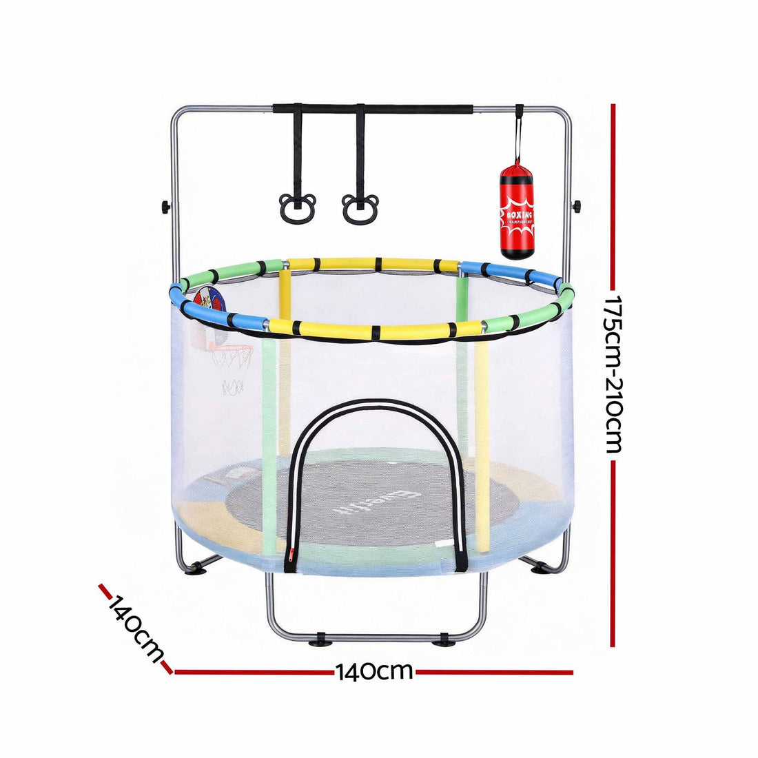 Everfit 55inch Trampoline Kids Rebounder with Basketball Set Sandbag Boxing Game-Sports &amp; Fitness > Trampolines > Trampolines &amp; Accessories-PEROZ Accessories