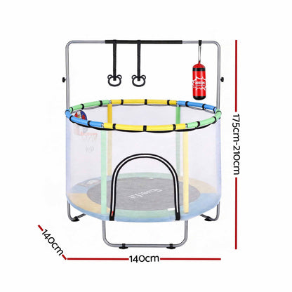 Everfit 55inch Trampoline Kids Rebounder with Basketball Set Sandbag Boxing Game-Sports &amp; Fitness > Trampolines > Trampolines &amp; Accessories-PEROZ Accessories