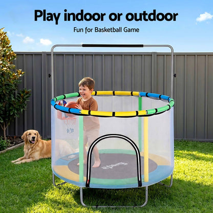 Everfit 55inch Trampoline Kids Rebounder with Basketball Set Sandbag Boxing Game-Sports &amp; Fitness > Trampolines > Trampolines &amp; Accessories-PEROZ Accessories