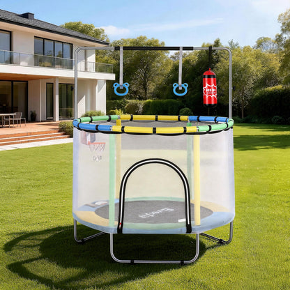 Everfit 55inch Trampoline Kids Rebounder with Basketball Set Sandbag Boxing Game-Sports &amp; Fitness > Trampolines > Trampolines &amp; Accessories-PEROZ Accessories