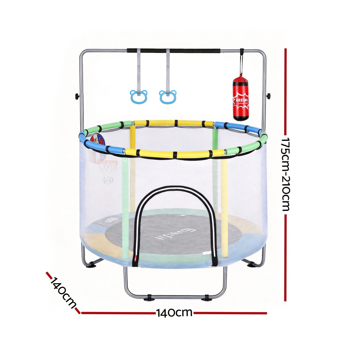 Everfit 55inch Trampoline Kids Rebounder with Basketball Set Sandbag Boxing Game-Sports &amp; Fitness > Trampolines > Trampolines &amp; Accessories-PEROZ Accessories