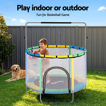 Everfit 55inch Trampoline Kids Rebounder with Basketball Set Sandbag Boxing Game-Sports &amp; Fitness > Trampolines > Trampolines &amp; Accessories-PEROZ Accessories