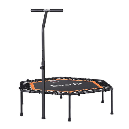 Everfit 51inch Hexagon Fitness Trampoline Rebounder Adjustable Handrail Orange-Sports &amp; Fitness &gt; Trampolines &gt; Trampolines &amp; Accessories-PEROZ Accessories