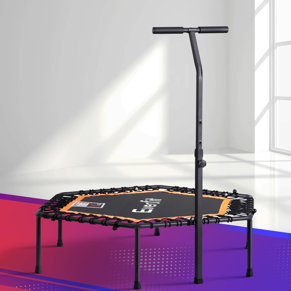 Everfit 51inch Hexagon Fitness Trampoline Rebounder Adjustable Handrail Orange-Sports &amp; Fitness &gt; Trampolines &gt; Trampolines &amp; Accessories-PEROZ Accessories