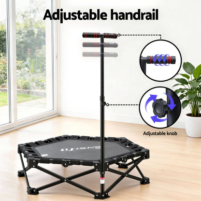 Everfit Fitness Foldable Trampoline Rebounder Adjustable Handle Indoor Exercise Black-Sports &amp; Fitness > Trampolines > Trampolines &amp; Accessories-PEROZ Accessories