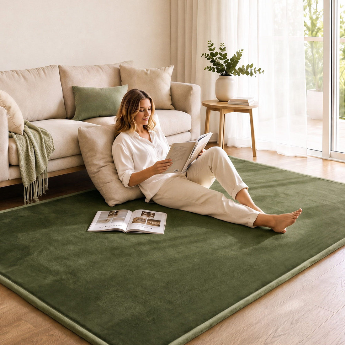 Artiss Tatami Mat Floor Mattress 3cm Thick Futon Mattresses Mellow Mat Rugs Living Room Green-Home &amp; Garden > Rugs > Door Mats-PEROZ Accessories