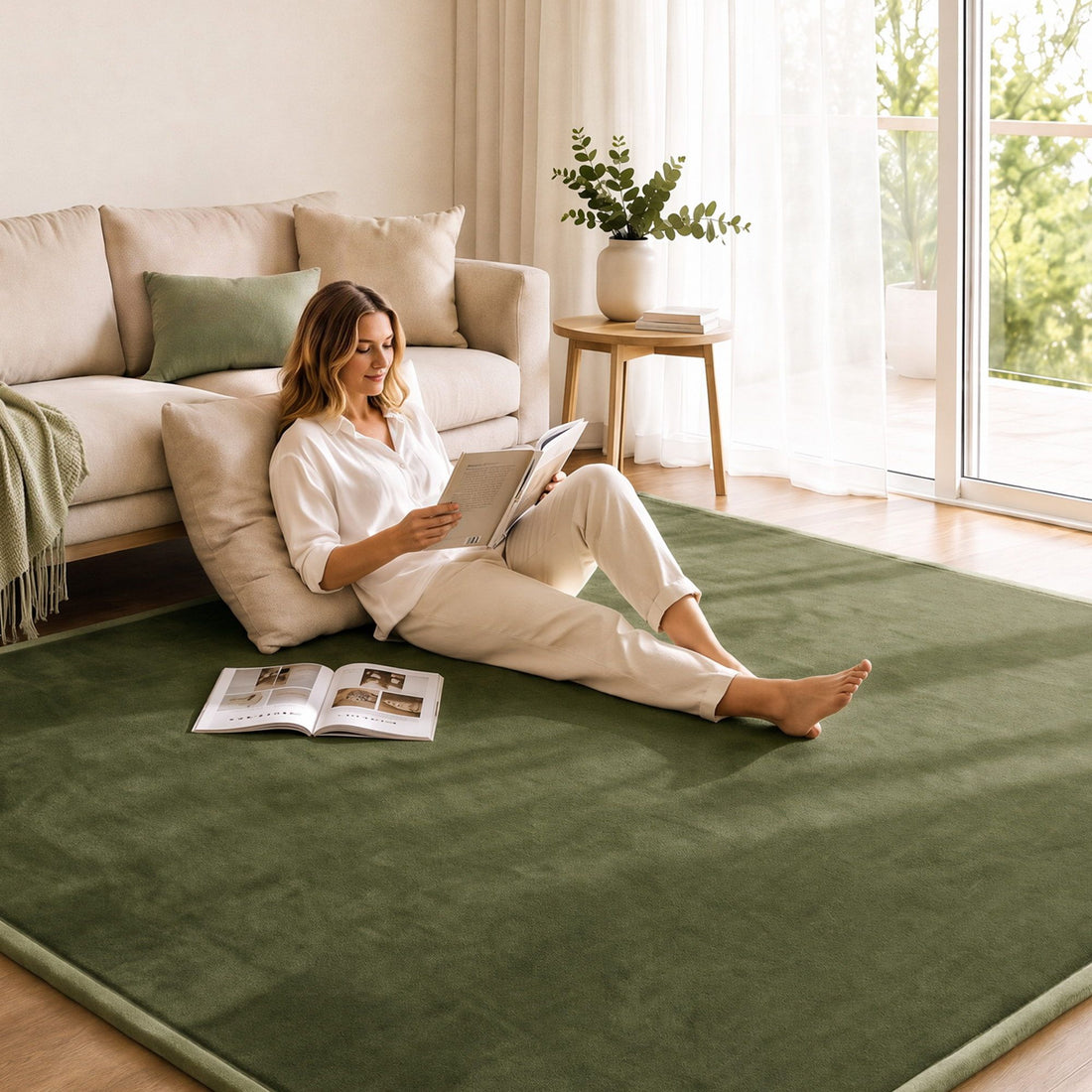Artiss Tatami Mat Floor Mattress 3cm Thick Futon Mattresses Mellow Mat Rugs Living Room Green-Home &amp; Garden > Rugs > Door Mats-PEROZ Accessories