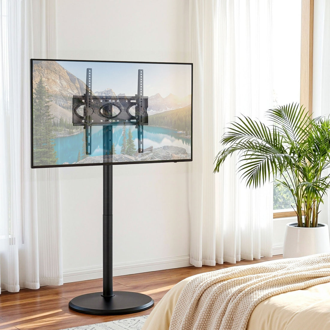 Artiss 32-55 Inch Mobile TV Stand with Wheels Height &amp; Tilt Adjustable Floor Mount-Furniture > Living Room > TV Units-PEROZ Accessories