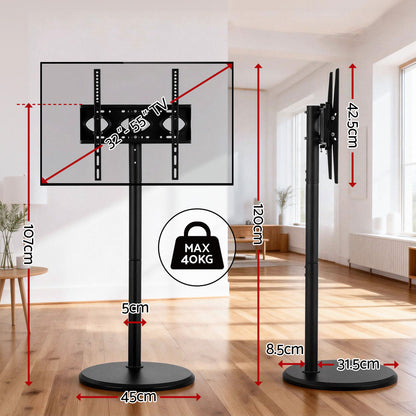Artiss 32-55 Inch Mobile TV Stand with Wheels Height &amp; Tilt Adjustable Floor Mount-Furniture > Living Room > TV Units-PEROZ Accessories