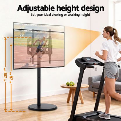 Artiss 32-55 Inch Mobile TV Stand with Wheels Height &amp; Tilt Adjustable Floor Mount-Furniture > Living Room > TV Units-PEROZ Accessories