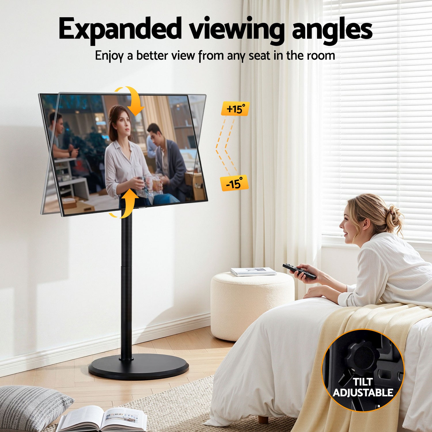 Artiss 32-55 Inch Mobile TV Stand with Wheels Height &amp; Tilt Adjustable Floor Mount-Furniture > Living Room > TV Units-PEROZ Accessories