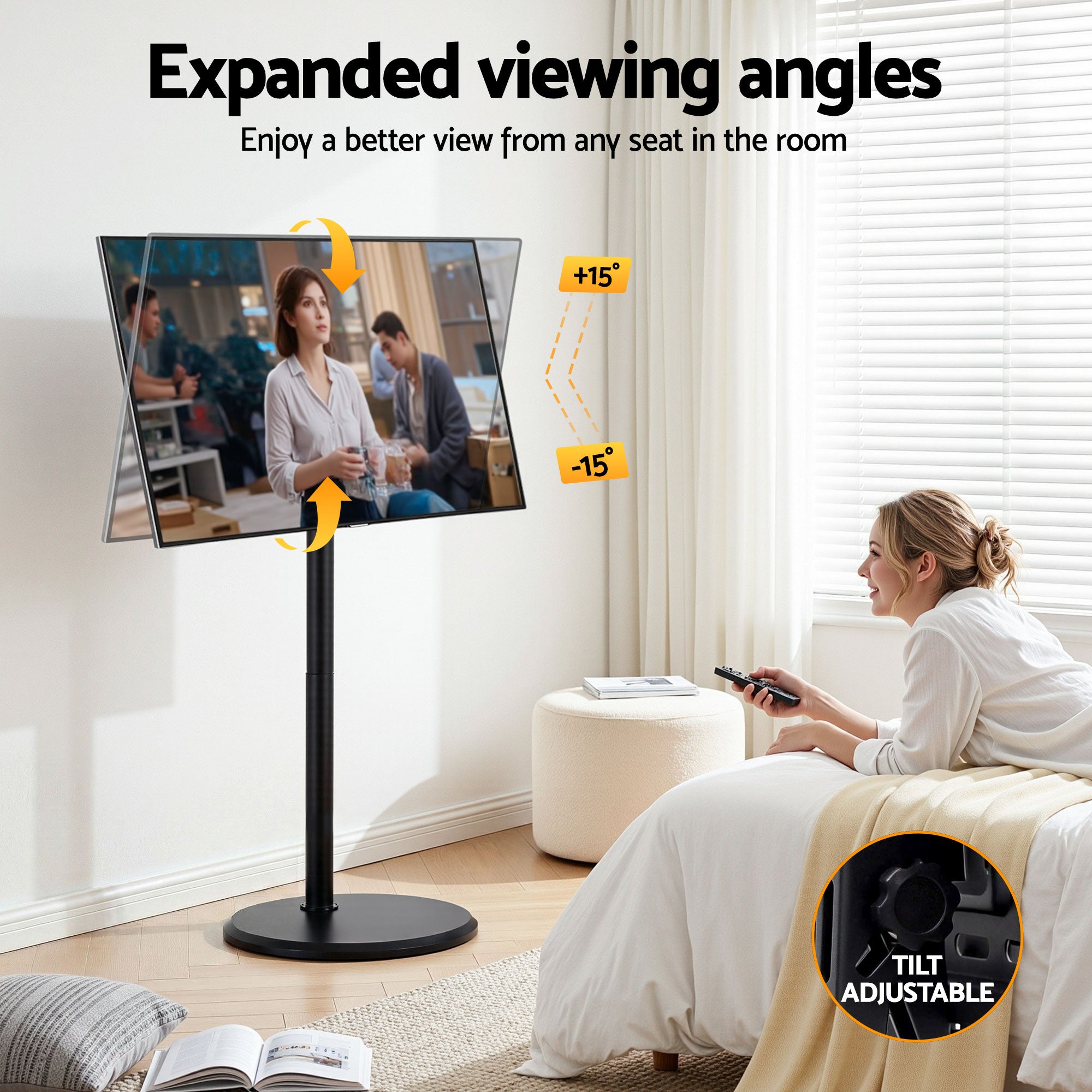 Artiss 32-55 Inch Mobile TV Stand with Wheels Height &amp; Tilt Adjustable Floor Mount-Furniture > Living Room > TV Units-PEROZ Accessories