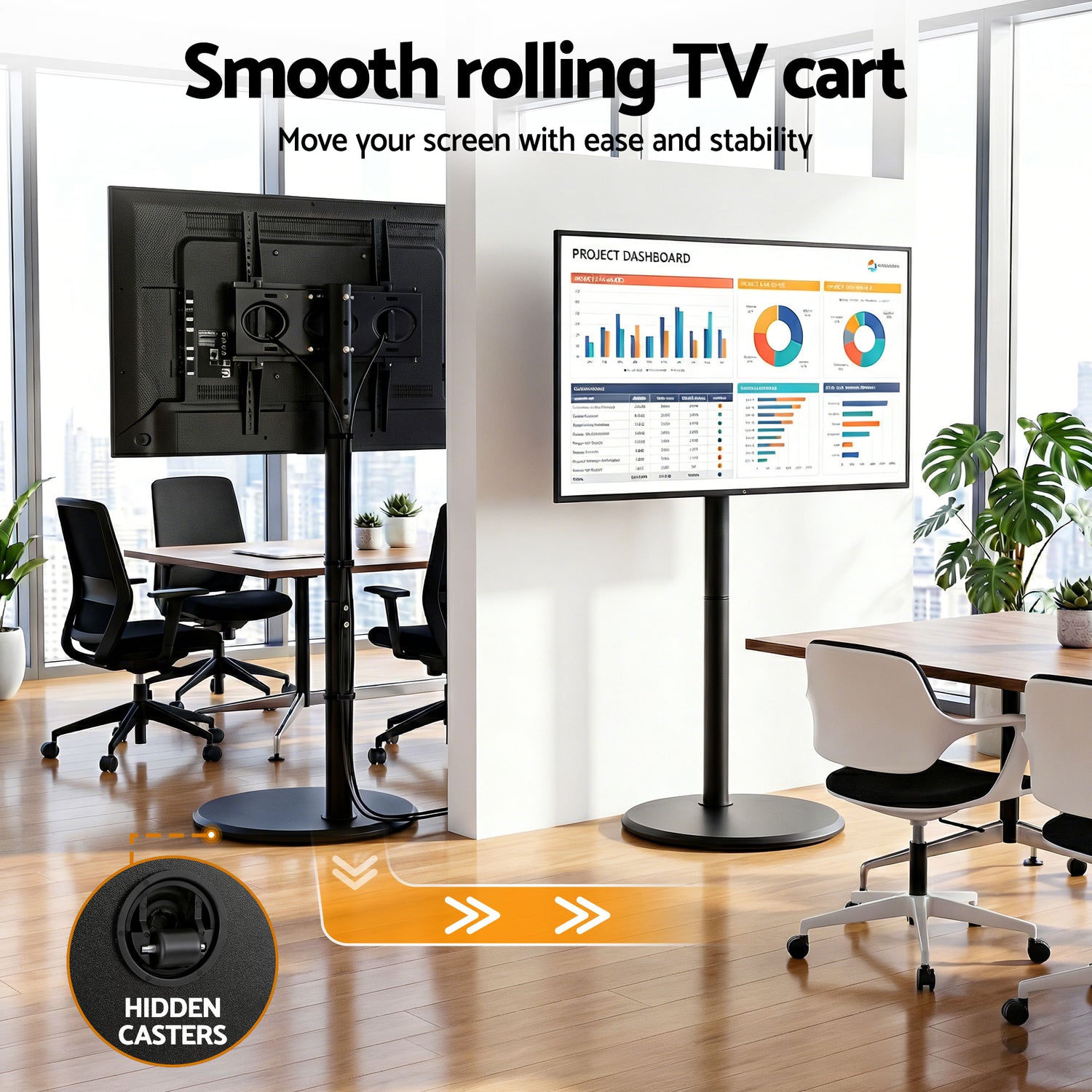 Artiss 32-55 Inch Mobile TV Stand with Wheels Height &amp; Tilt Adjustable Floor Mount-Furniture > Living Room > TV Units-PEROZ Accessories