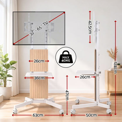 Artiss Mobile TV Floor Stand for 32-65" Mount Bracket Universal Adjustable Height with Wheels-Furniture > Living Room > TV Units-PEROZ Accessories