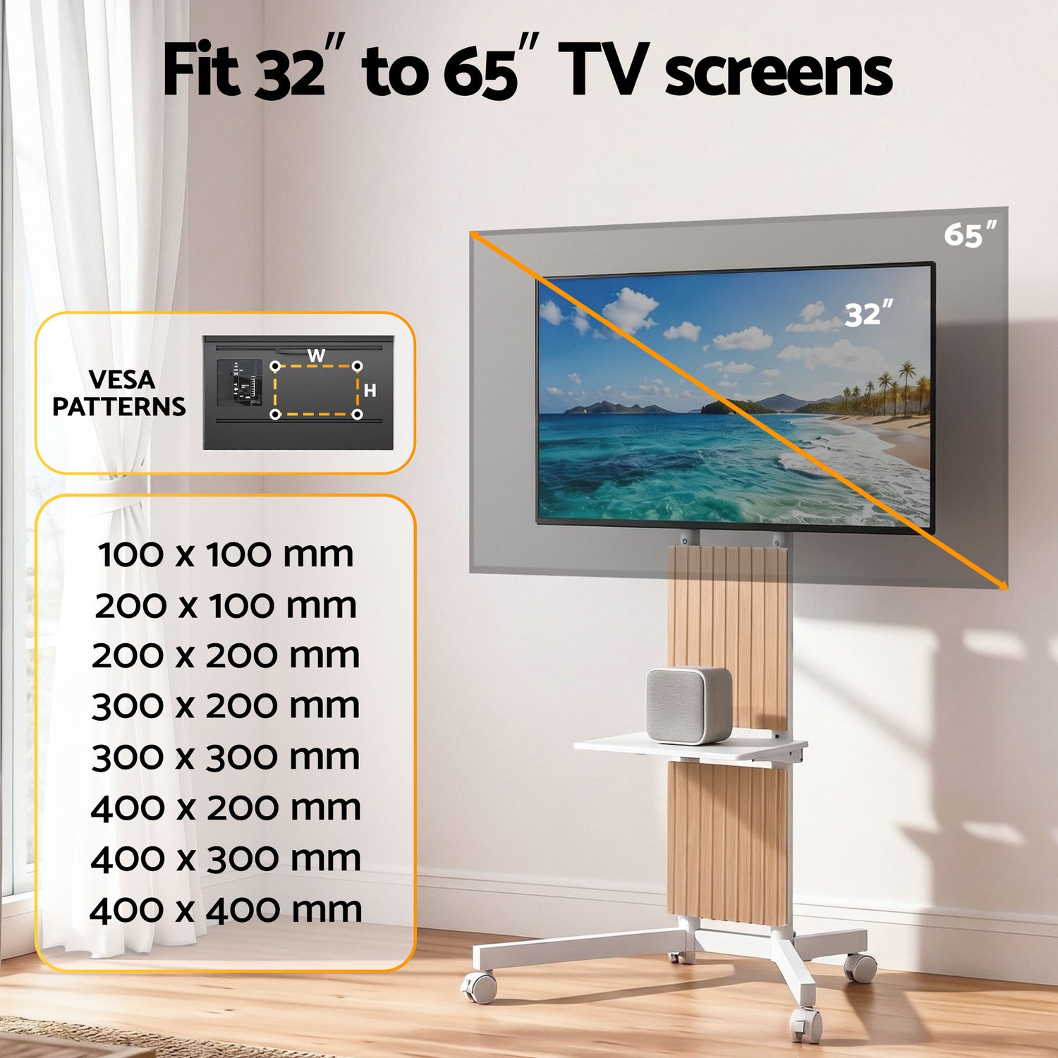 Artiss Mobile TV Floor Stand for 32-65" Mount Bracket Universal Adjustable Height with Wheels-Furniture > Living Room > TV Units-PEROZ Accessories